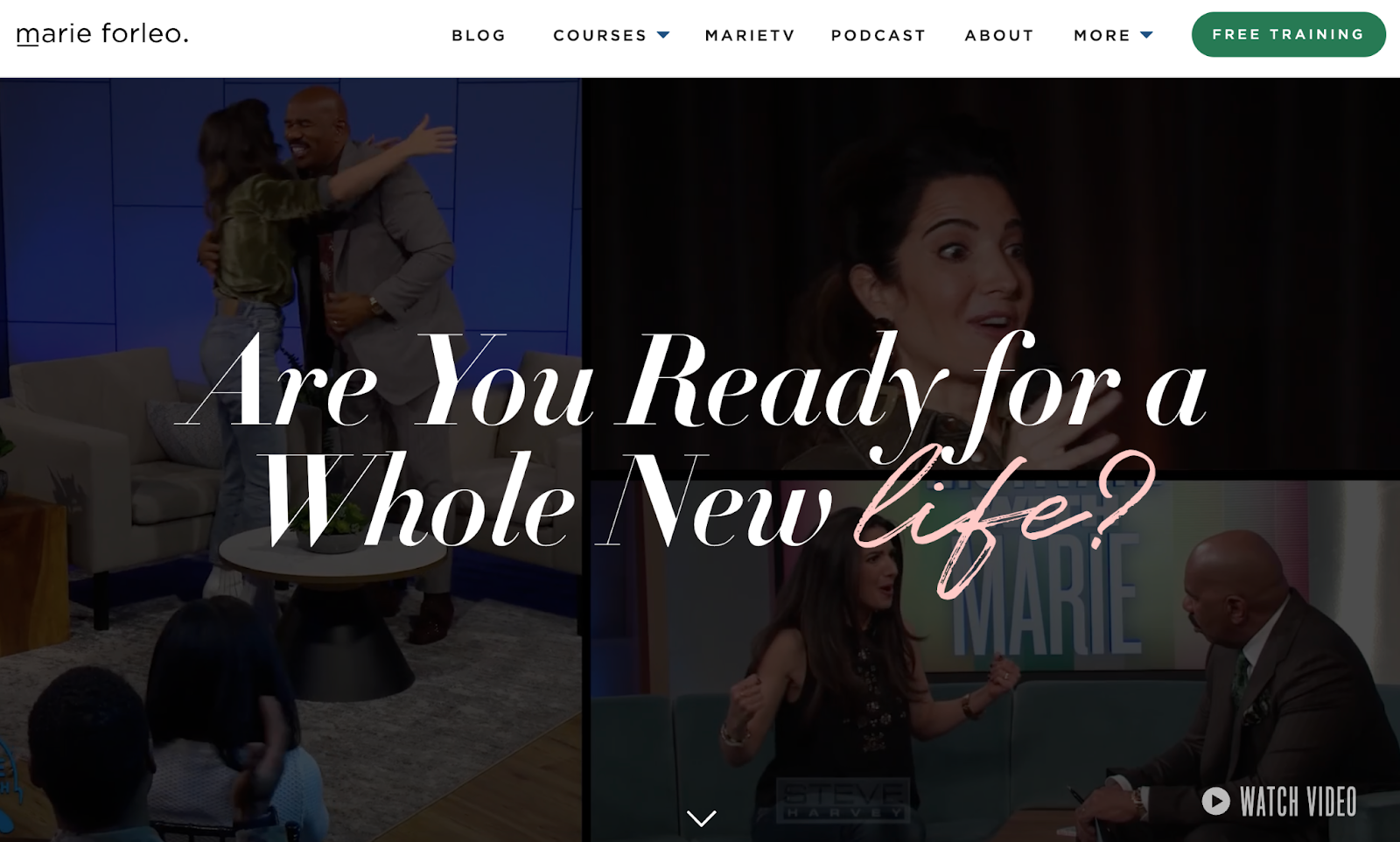 influencer website examples, Marie Forleo