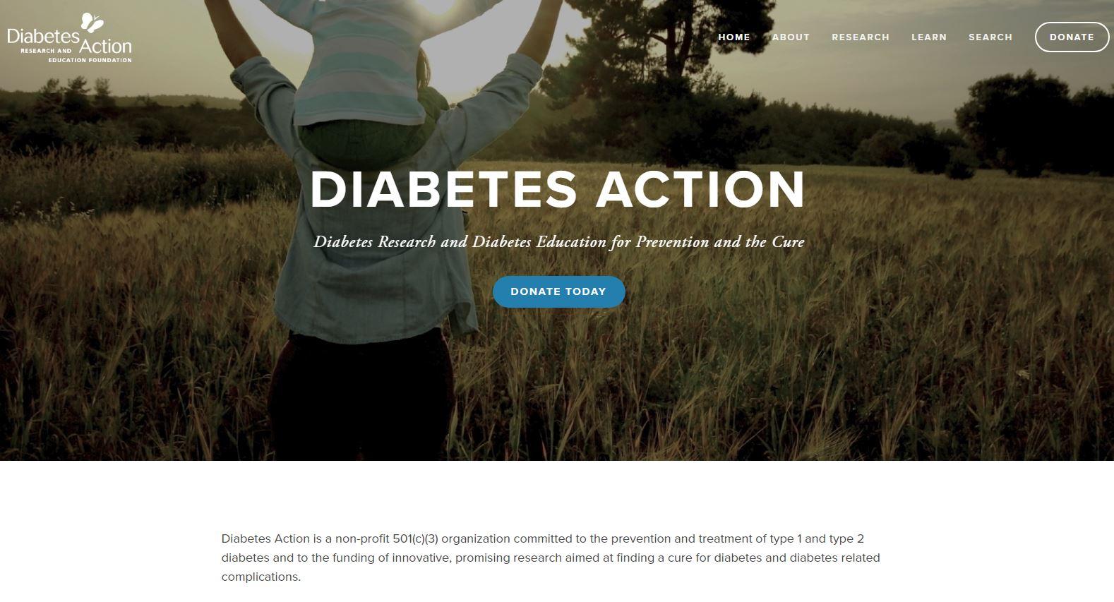 charity website design examples, Diabetes Action Research and Education Foundation