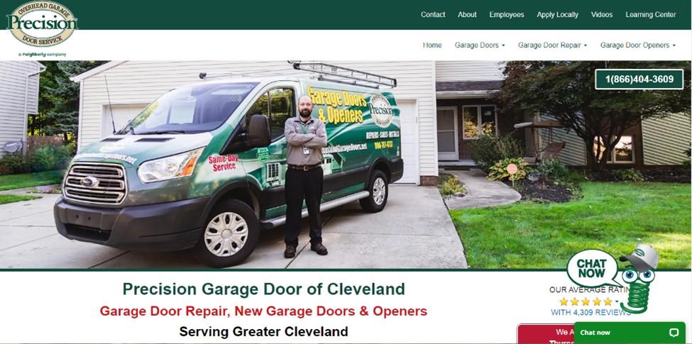 Best construction company website designs, example from Precision Overhead Door