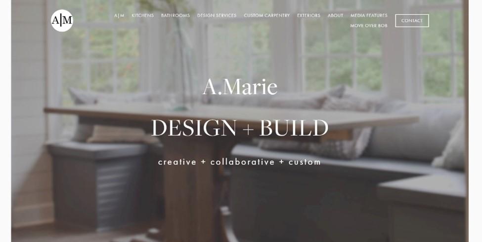 Best construction company website designs, example from A. Marie Design + Build