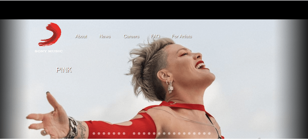 WordPress website examples, Sony Music