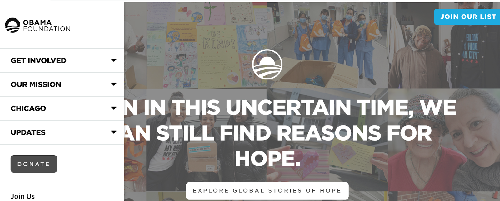 WordPress website examples, Obama Foundation