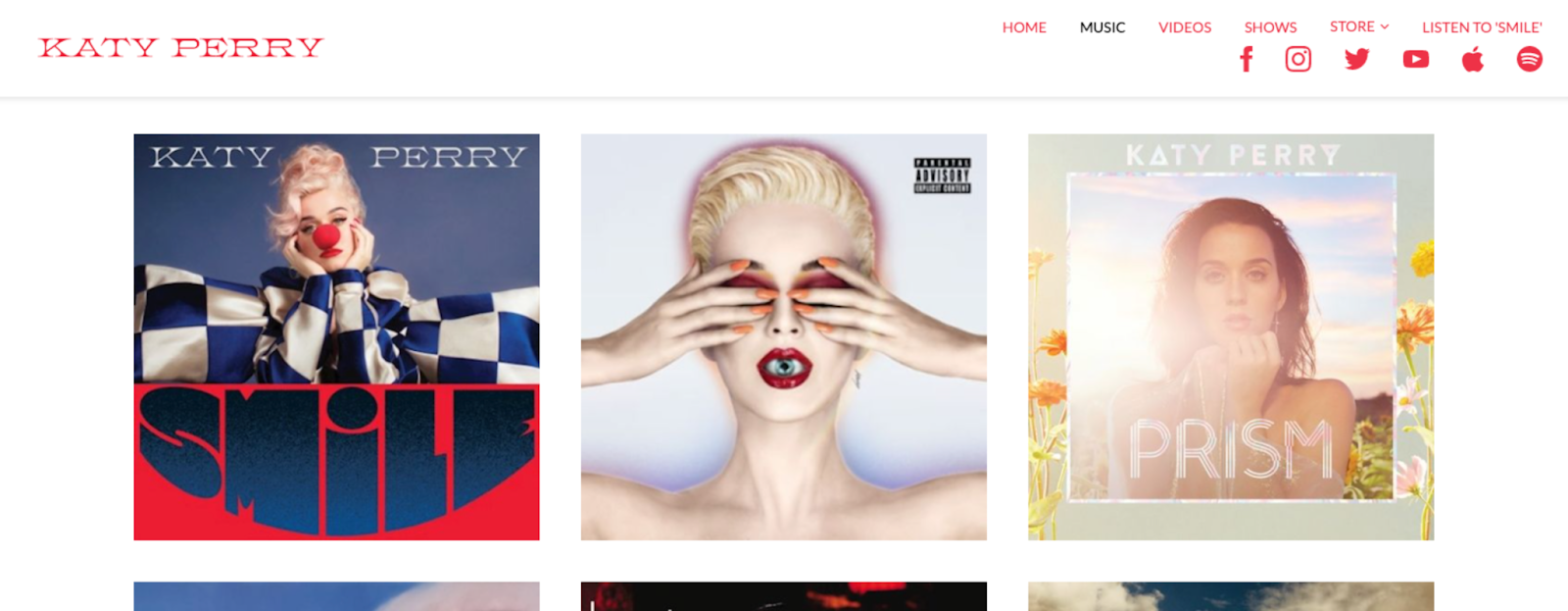 WordPress website examples, Katy Perry