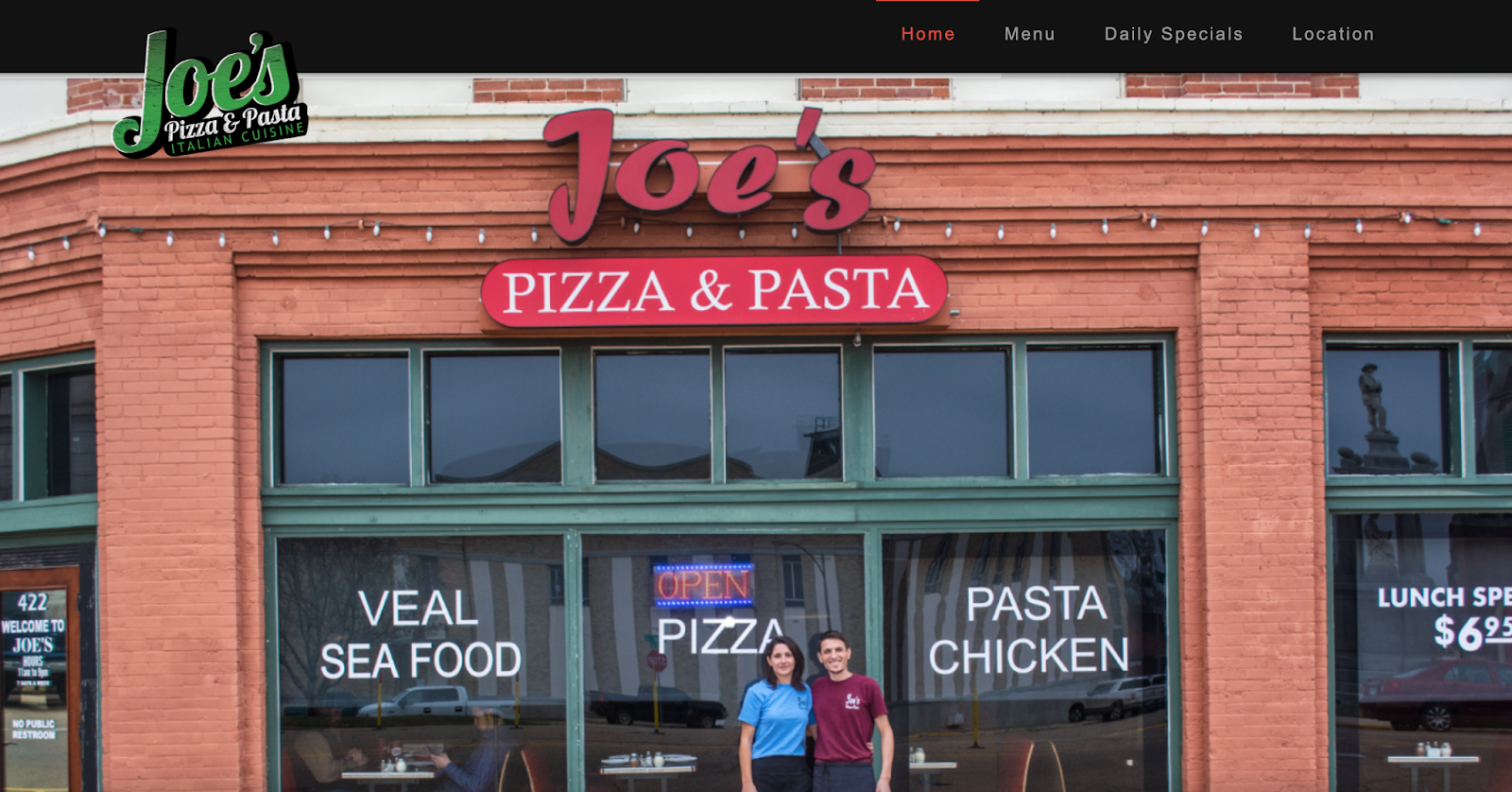 X theme wordpress example, Joe’s Pizza