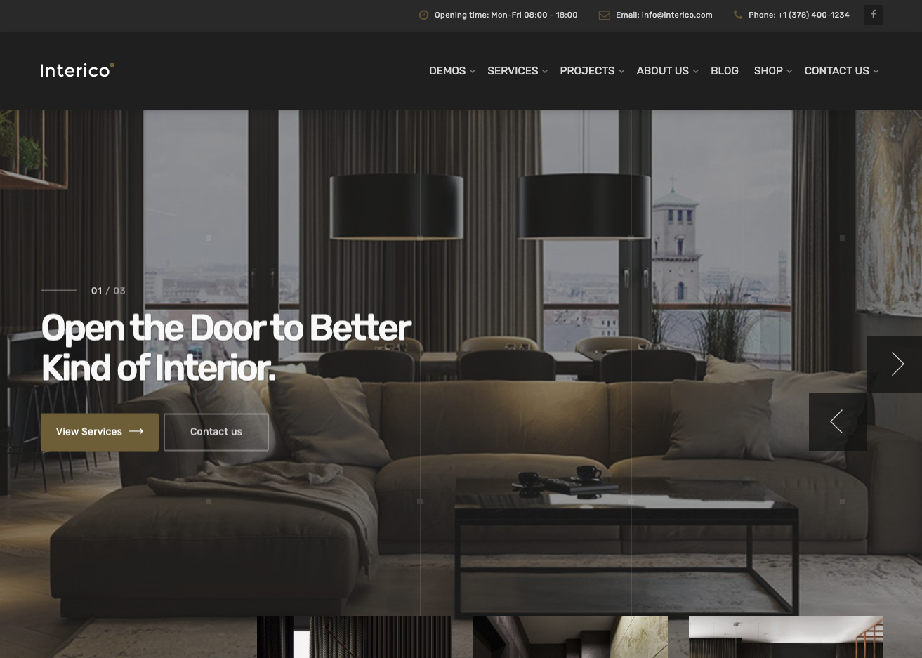 Interior design WordPress theme, Interico