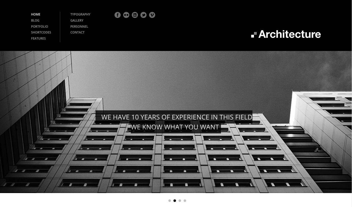 Interior design WordPress theme, Architecture