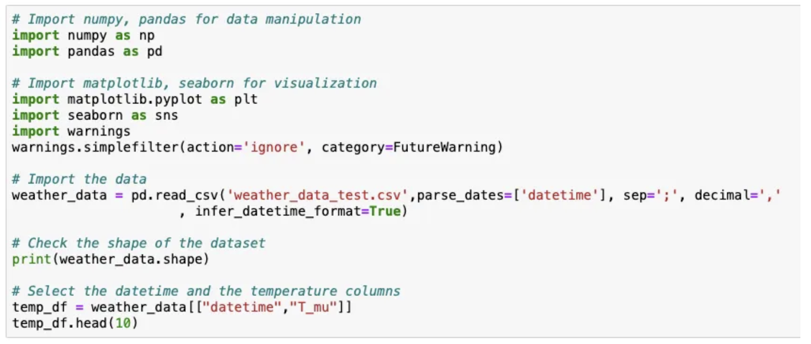 panda series example, time series