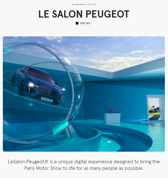 Le Salon Peugeot react website example