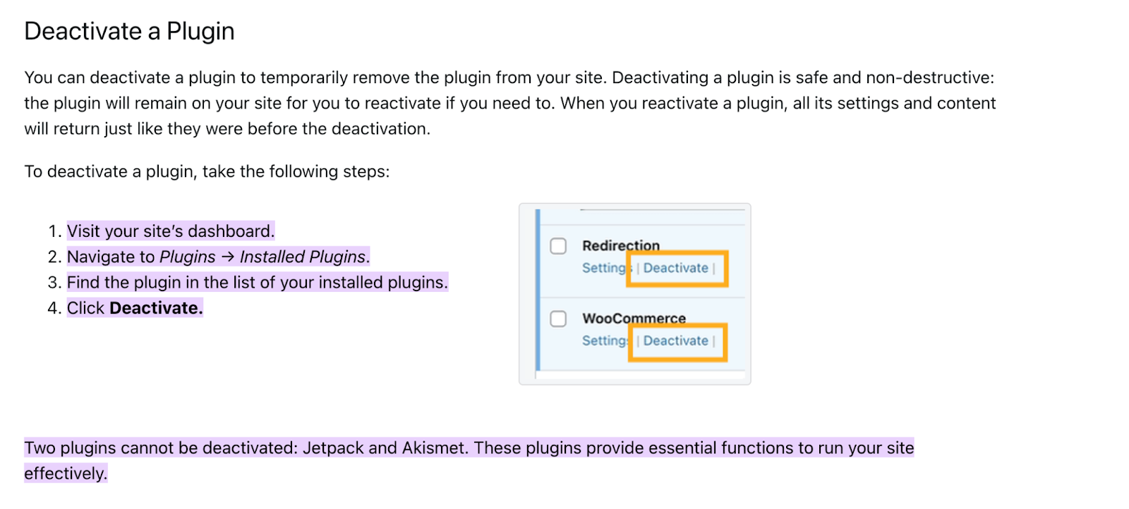 wordpress 500 error, deactivate plugins