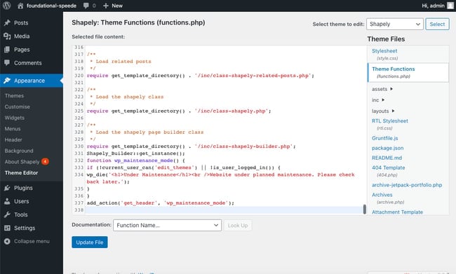 how to turn on wordpress maintenance mode manually