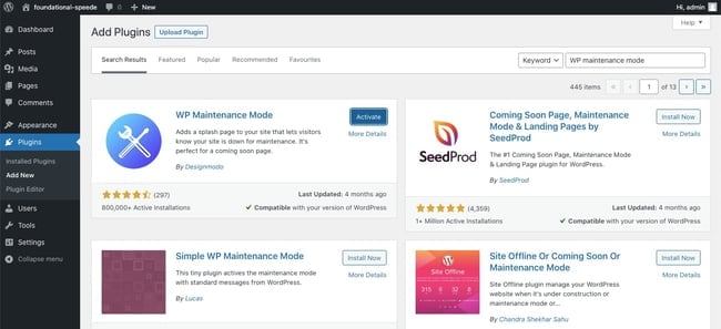 wordpress maintenance mode install and activate wp maintenance mode plugin