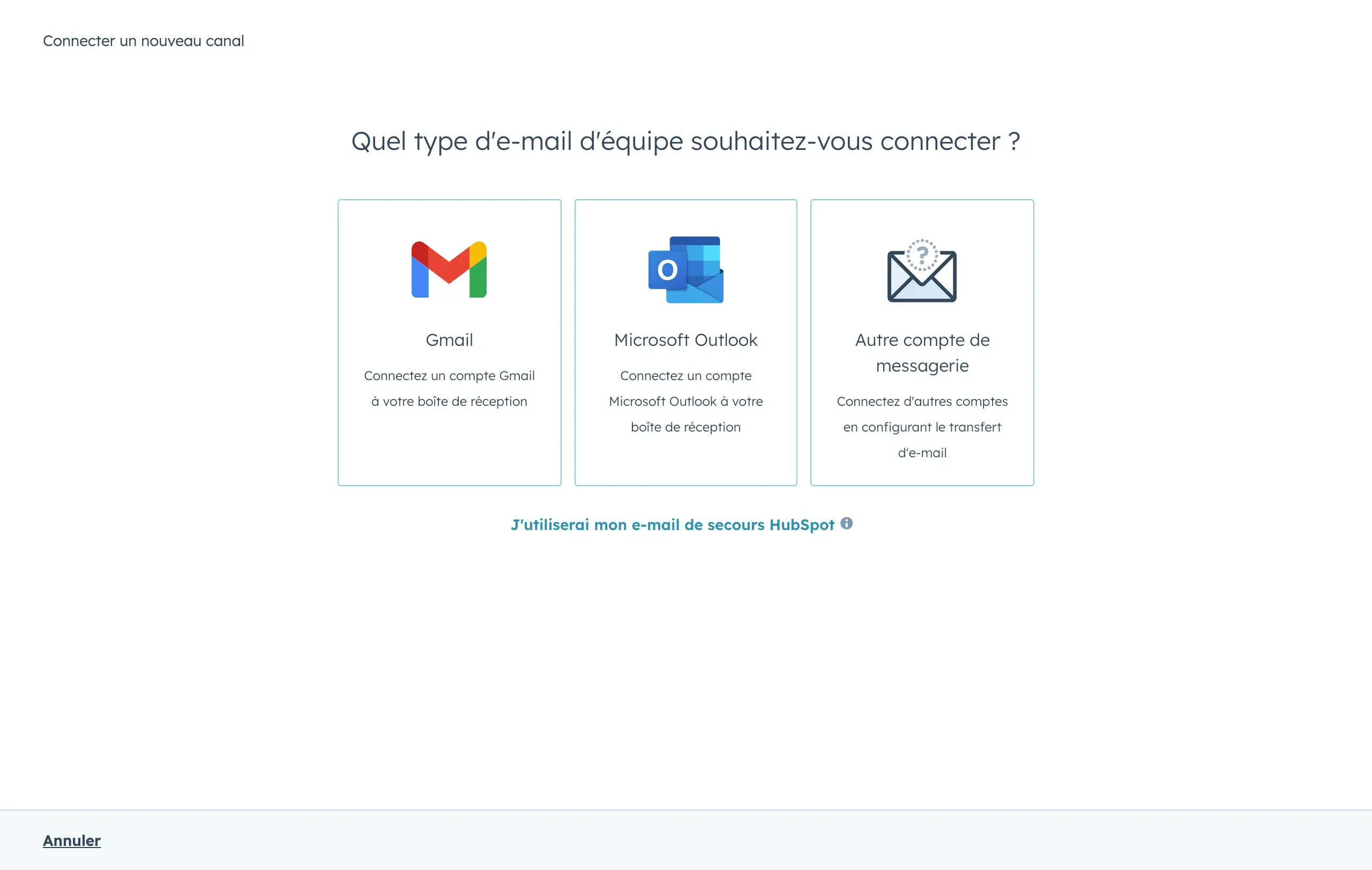Connexion d'un e-mail personnel Gmail ou Outlook aux e-mails d'équipe HubSpot