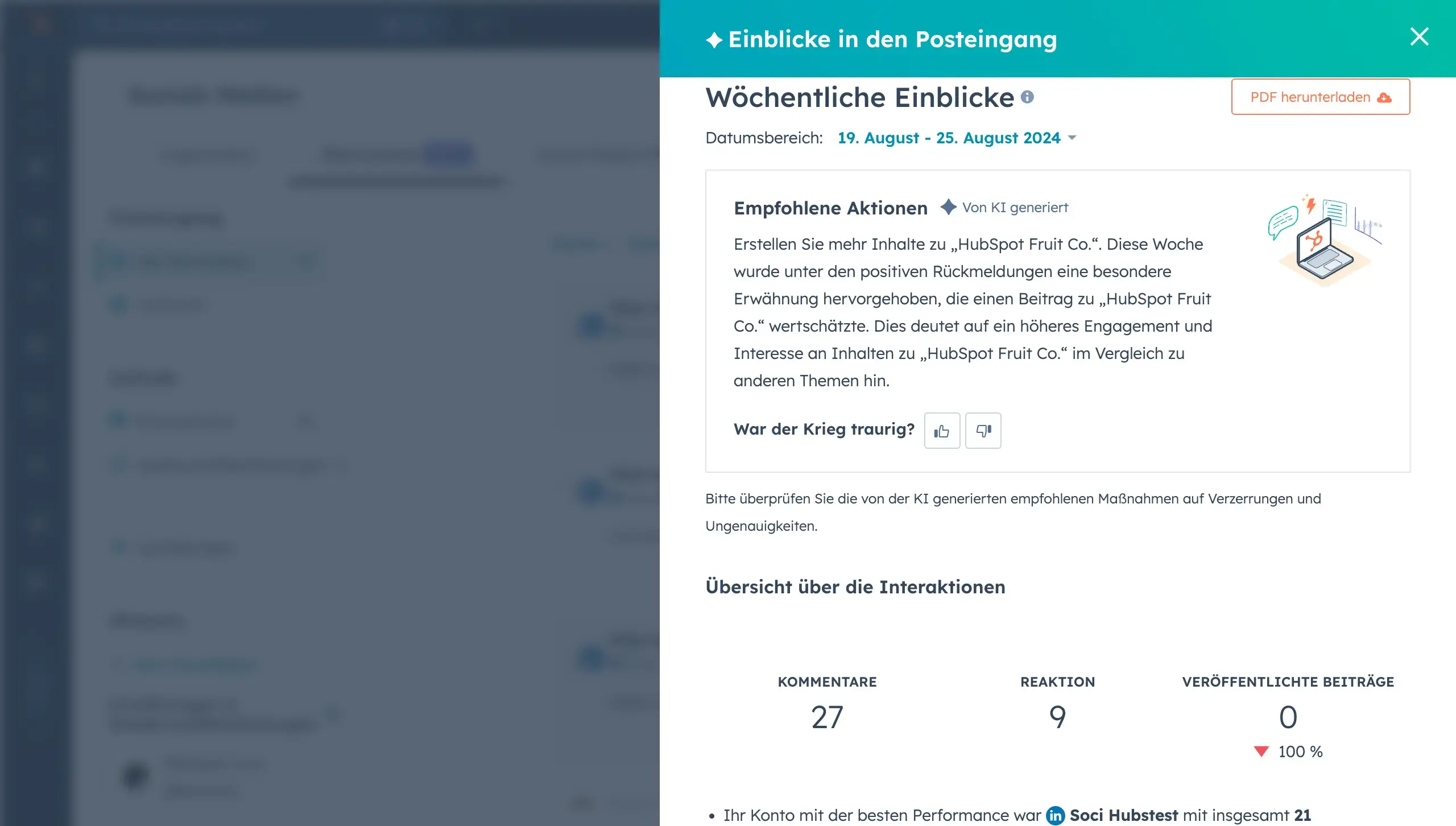 Monitoring der Social Media Profile in HubSpot