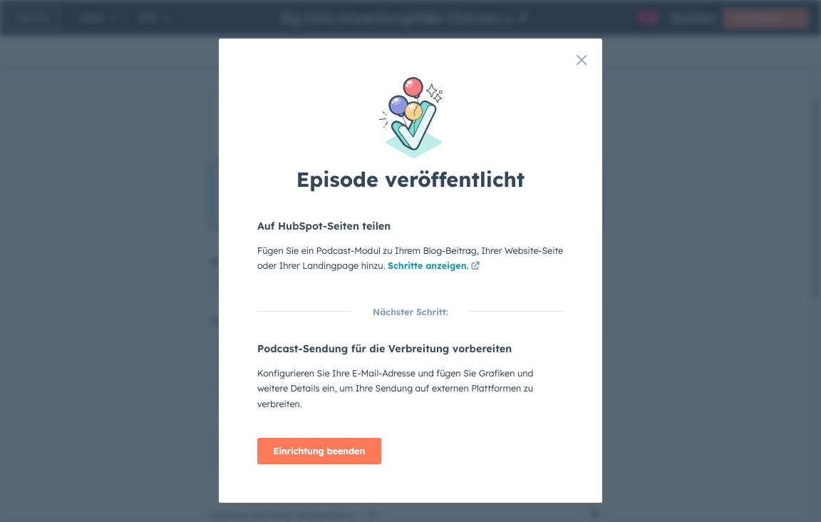 Podcast wird mit HubSpot veröffentlicht