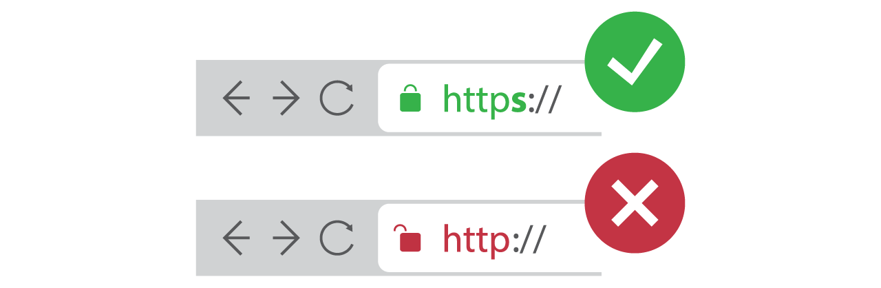 、URLが「http://」ではなく「https://」で始まり、鍵マークが表示されます