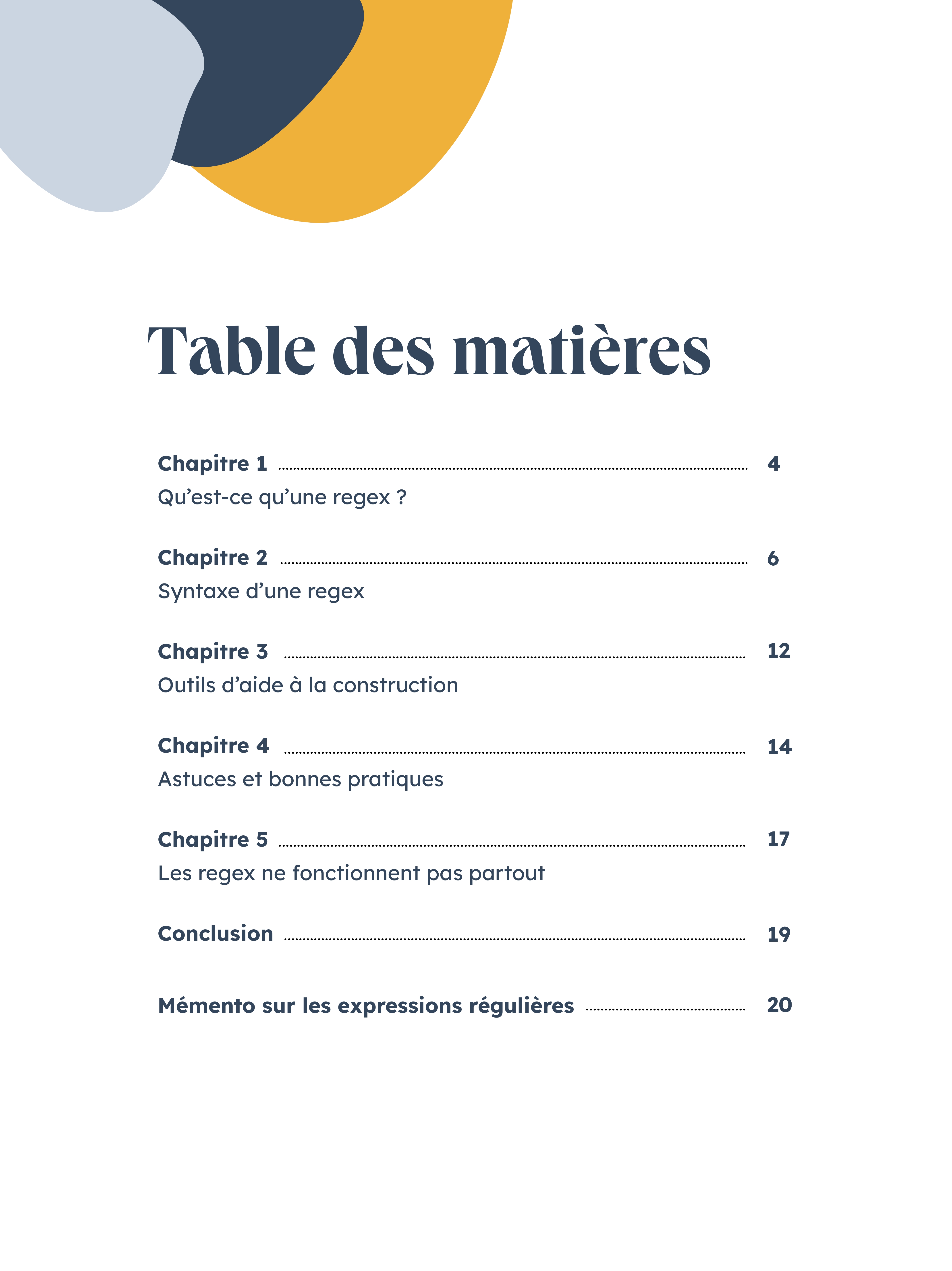 Table des matières