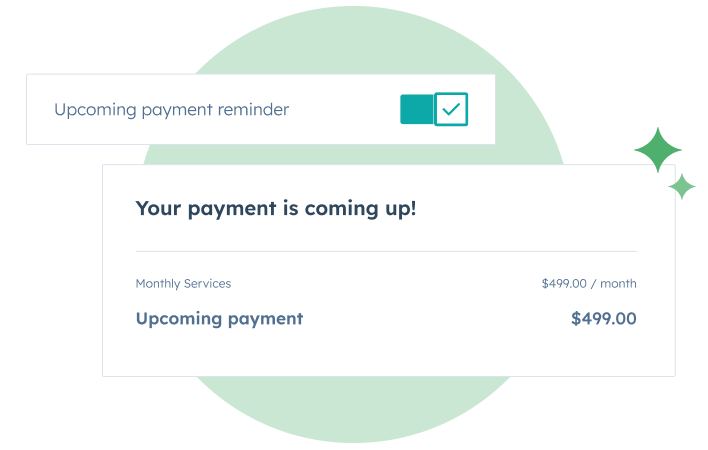 commerce hub user interface showing payment reminders