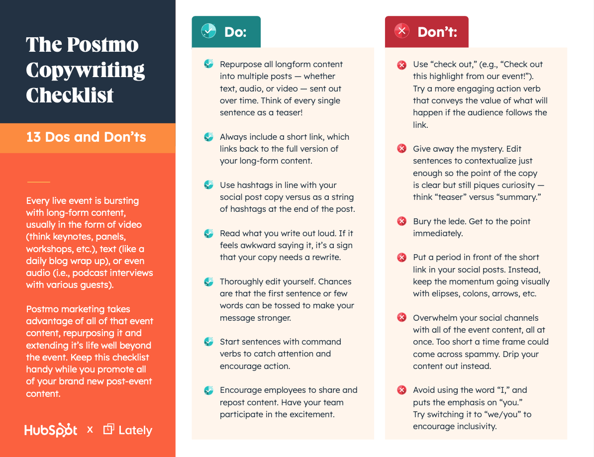 Postmo marketing checklist