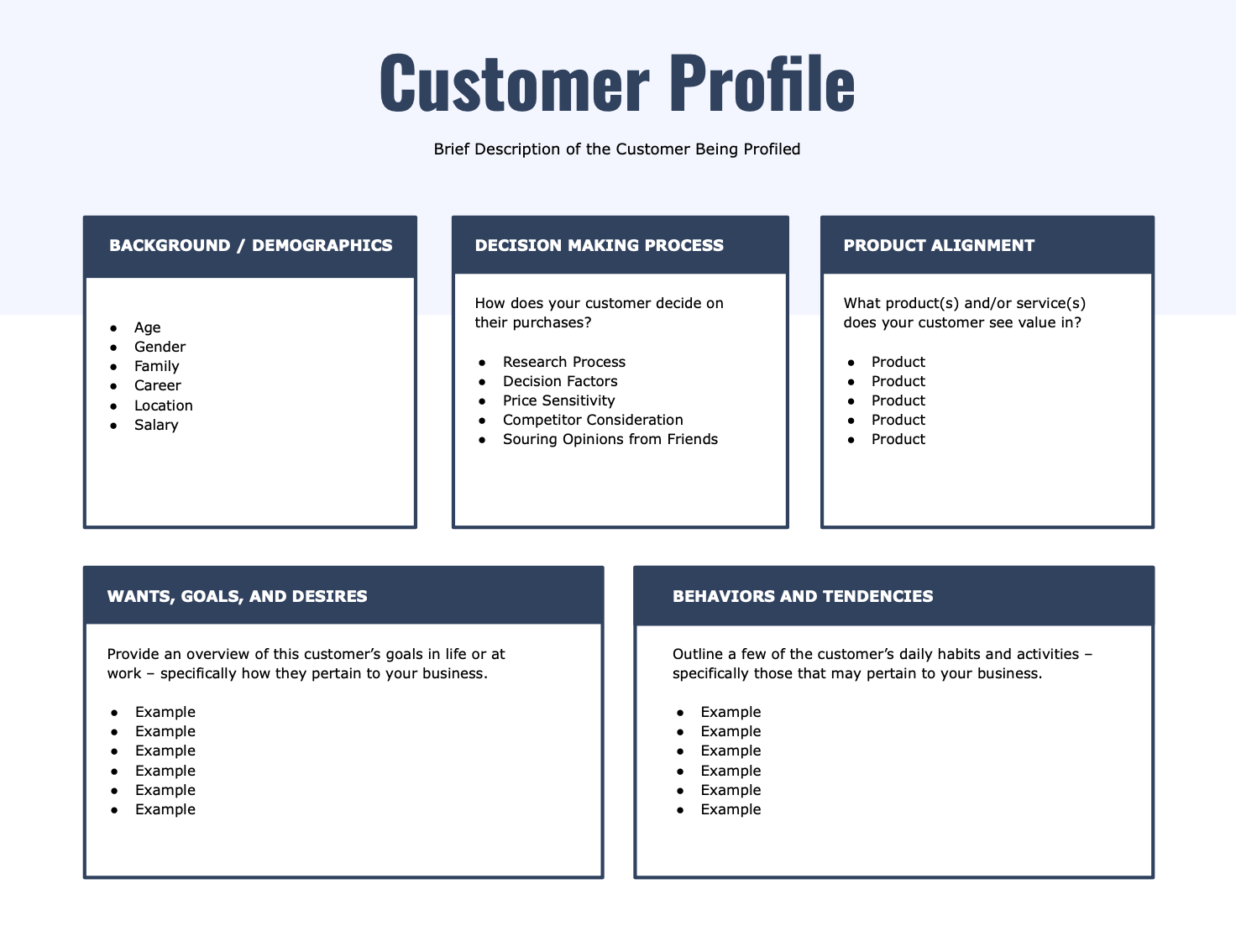 simple customer profile template