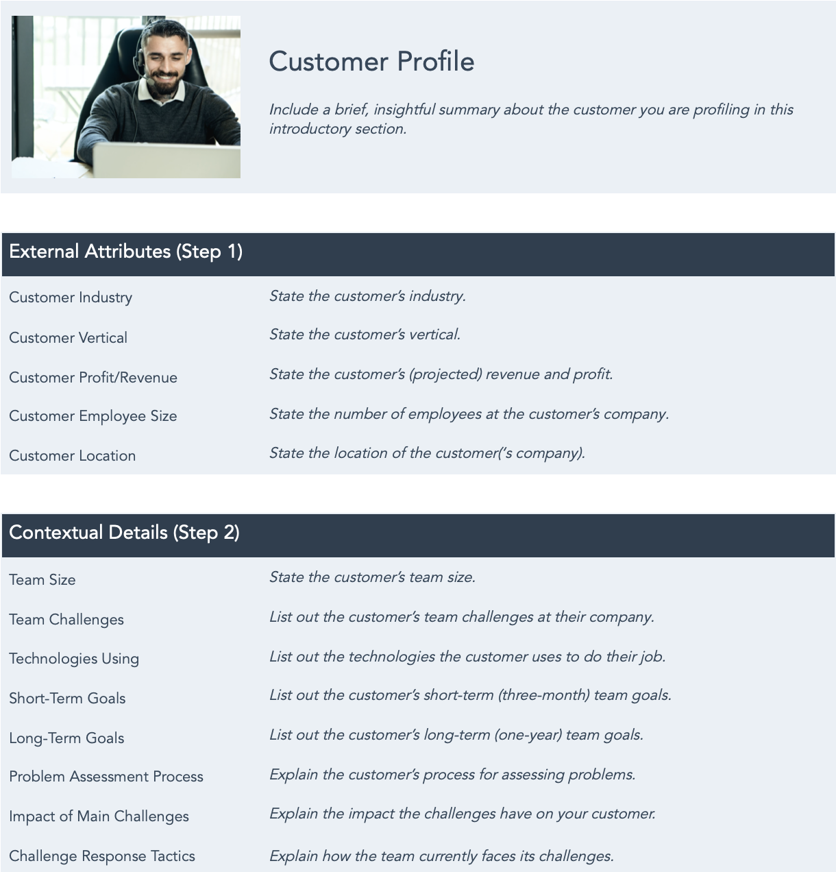 free customer profile template google docs