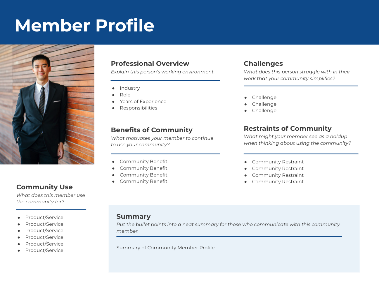 community member profile template