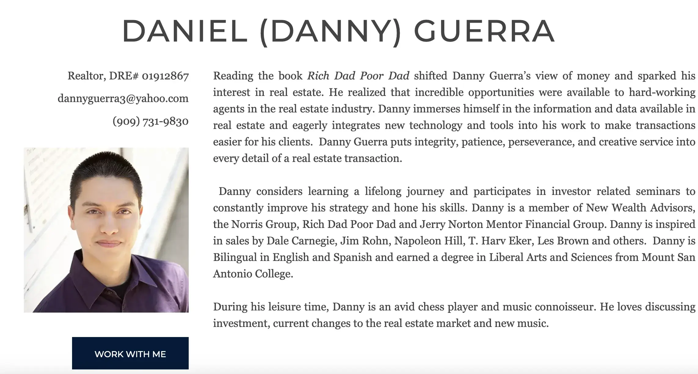 real estate bio, danny guerra