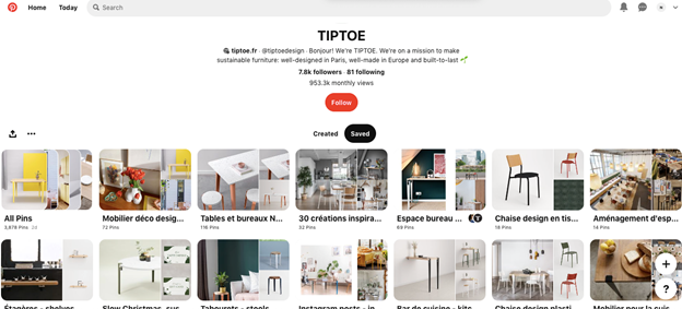 compte pinterest de tiptoe