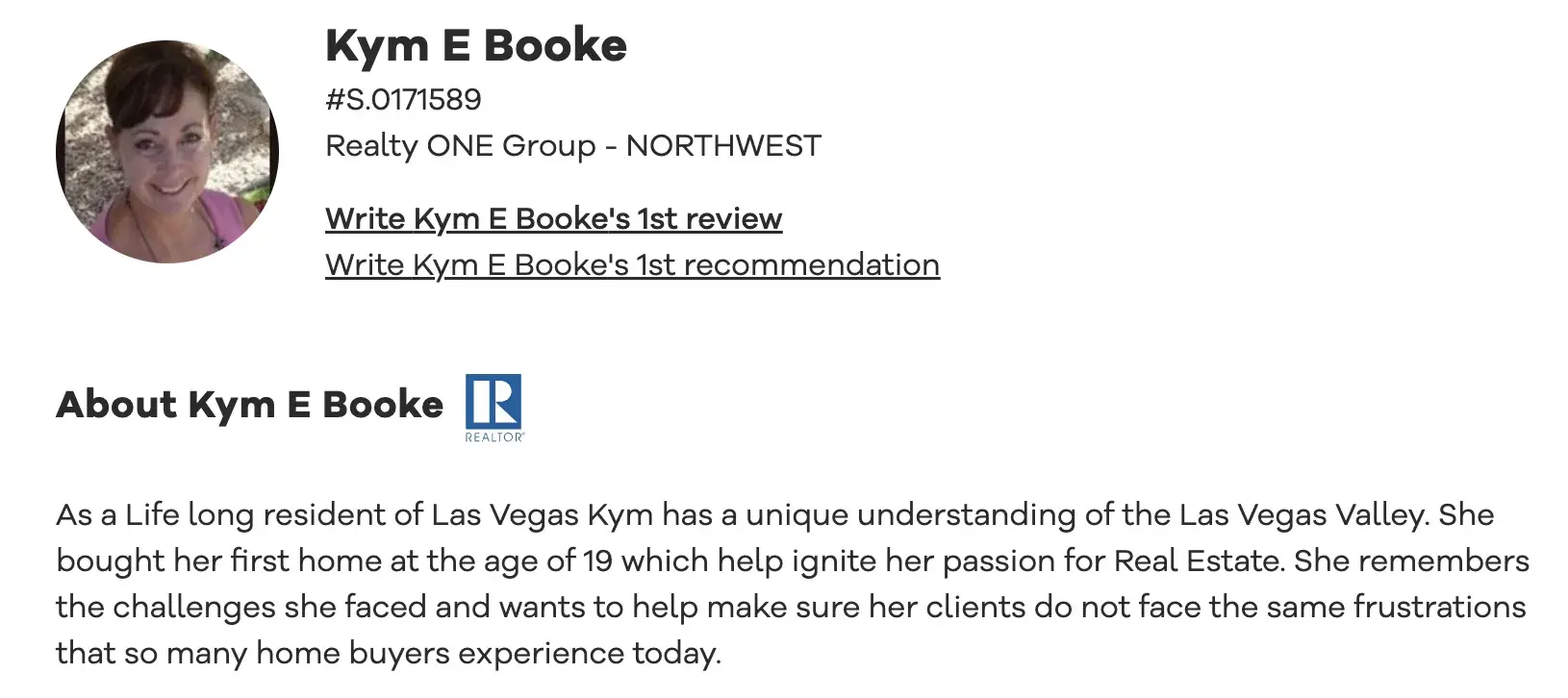 real estate bio, kym booke