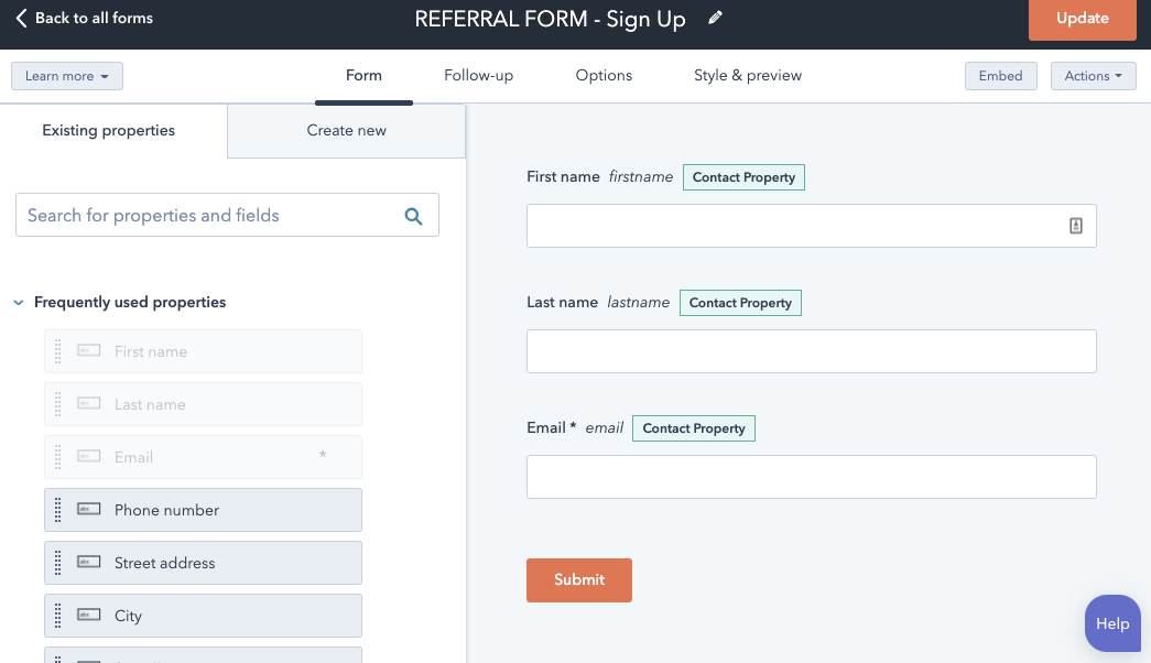 Formulario de referencias con Operations Hub