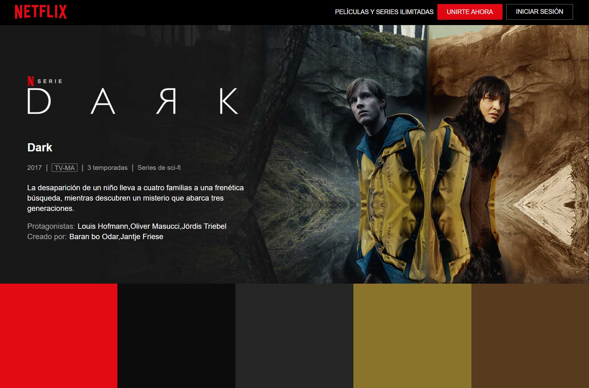 Colores para páginas web: ejemplo de Netflix
