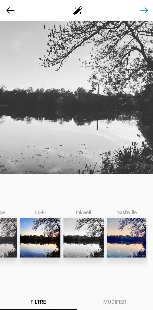 copie écran instagram changer un filtre