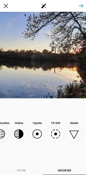 copie écran instagram modifier les filtres