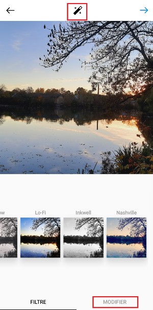 copie écran instagram modifier les filtres