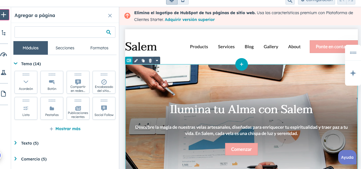 Creador de páginas de HubSpot sin código para empresas