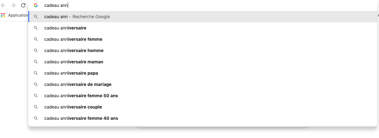 suggestions de recherche google