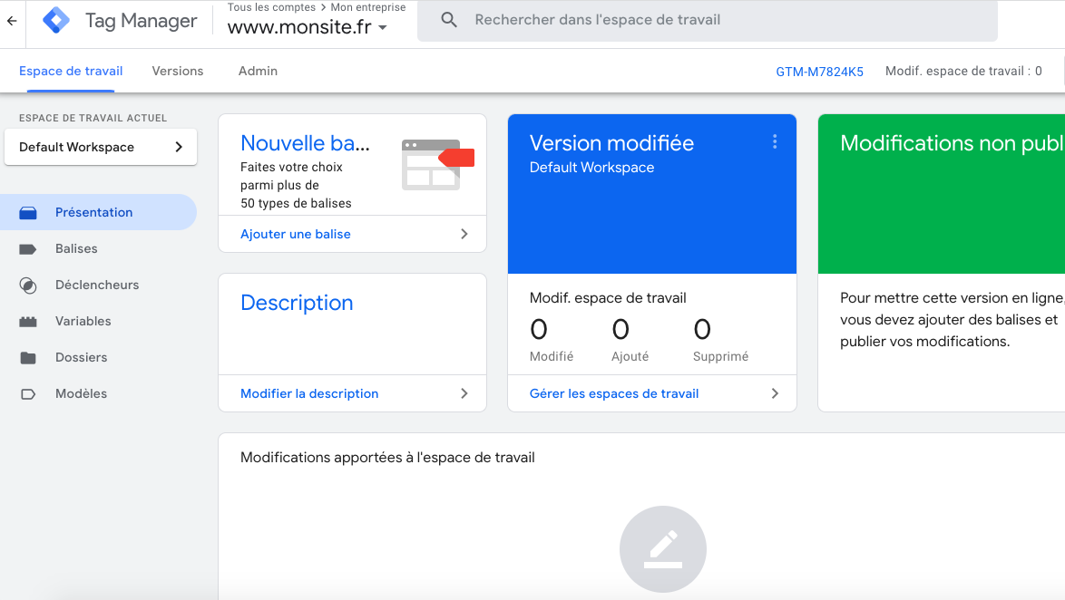 ajout de balise google tag manager