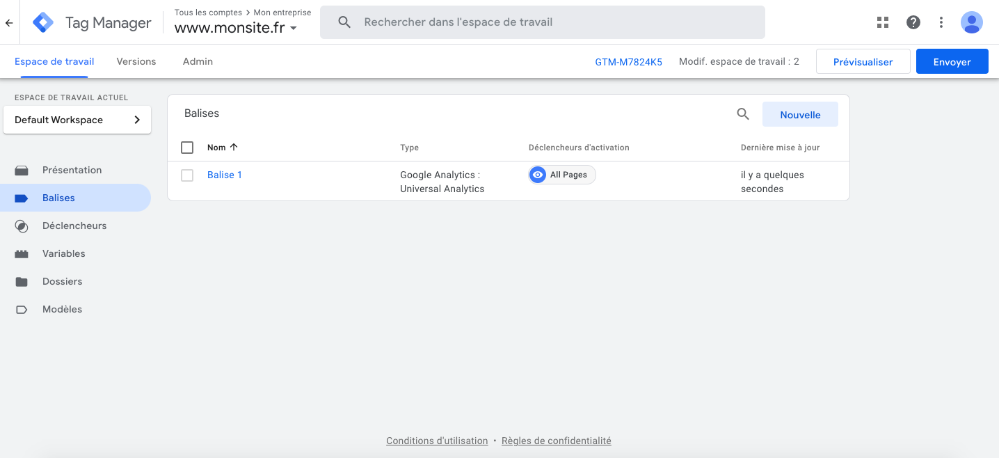 nouvelle balise google analytics