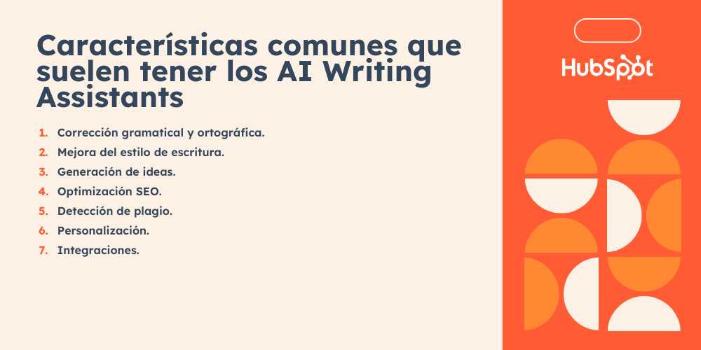 caracteristicas de los Ai writing assistents