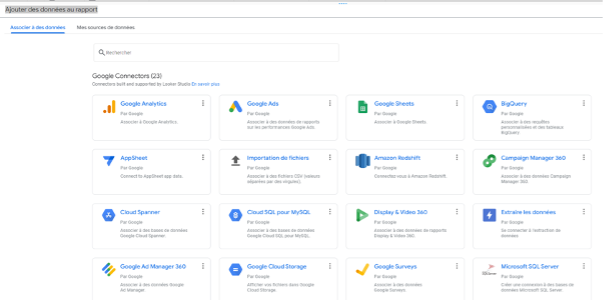 Choisir une source de données graphiques Looker Studio