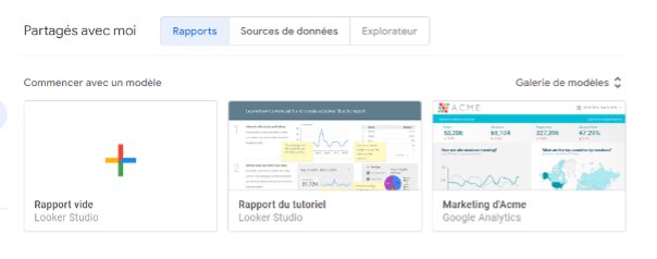 Choisir un modèle de rapport Looker Studio