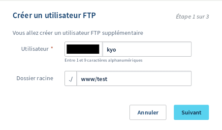 Création accès FTP OVH