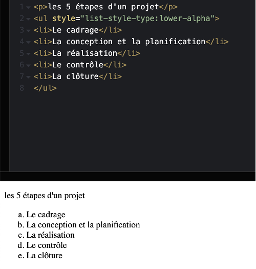 Liste numérotée 5 HTML