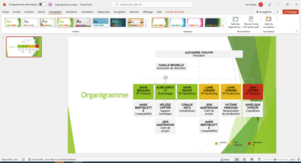 choix du thème de l'organigramme powerpoint