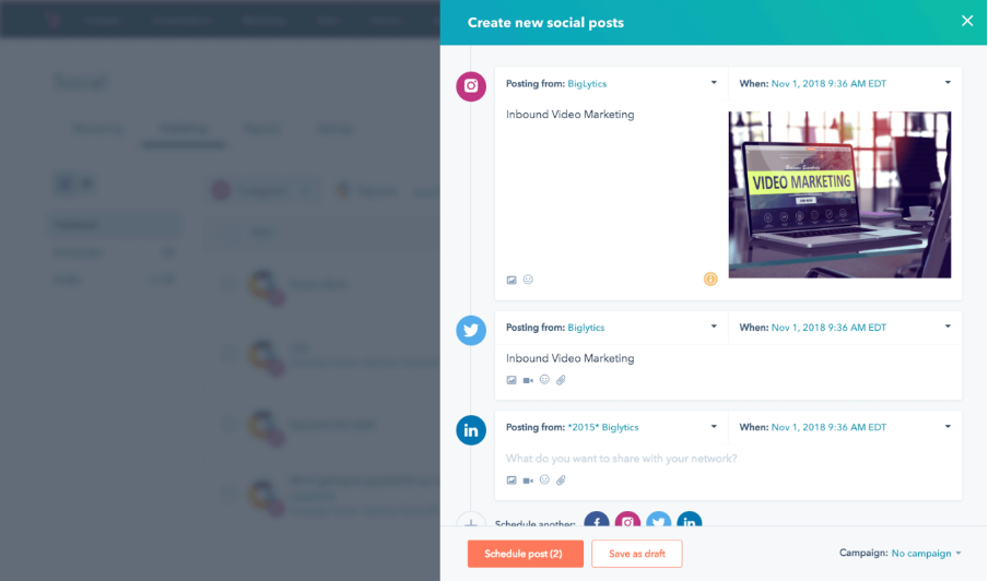 Outil de gestion des réseaux sociaux HubSpot