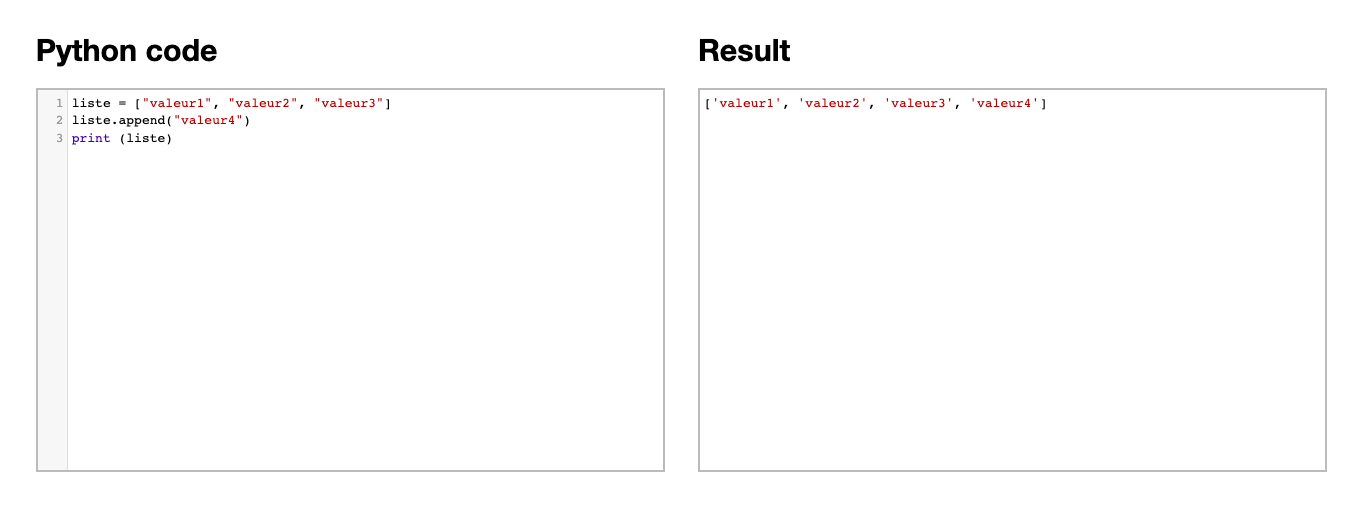 exemple de méthode append en python