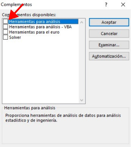 Cómo realizar un análisis de datos en Excel: selecciona la herramienta que quieres utilziar para el análisis