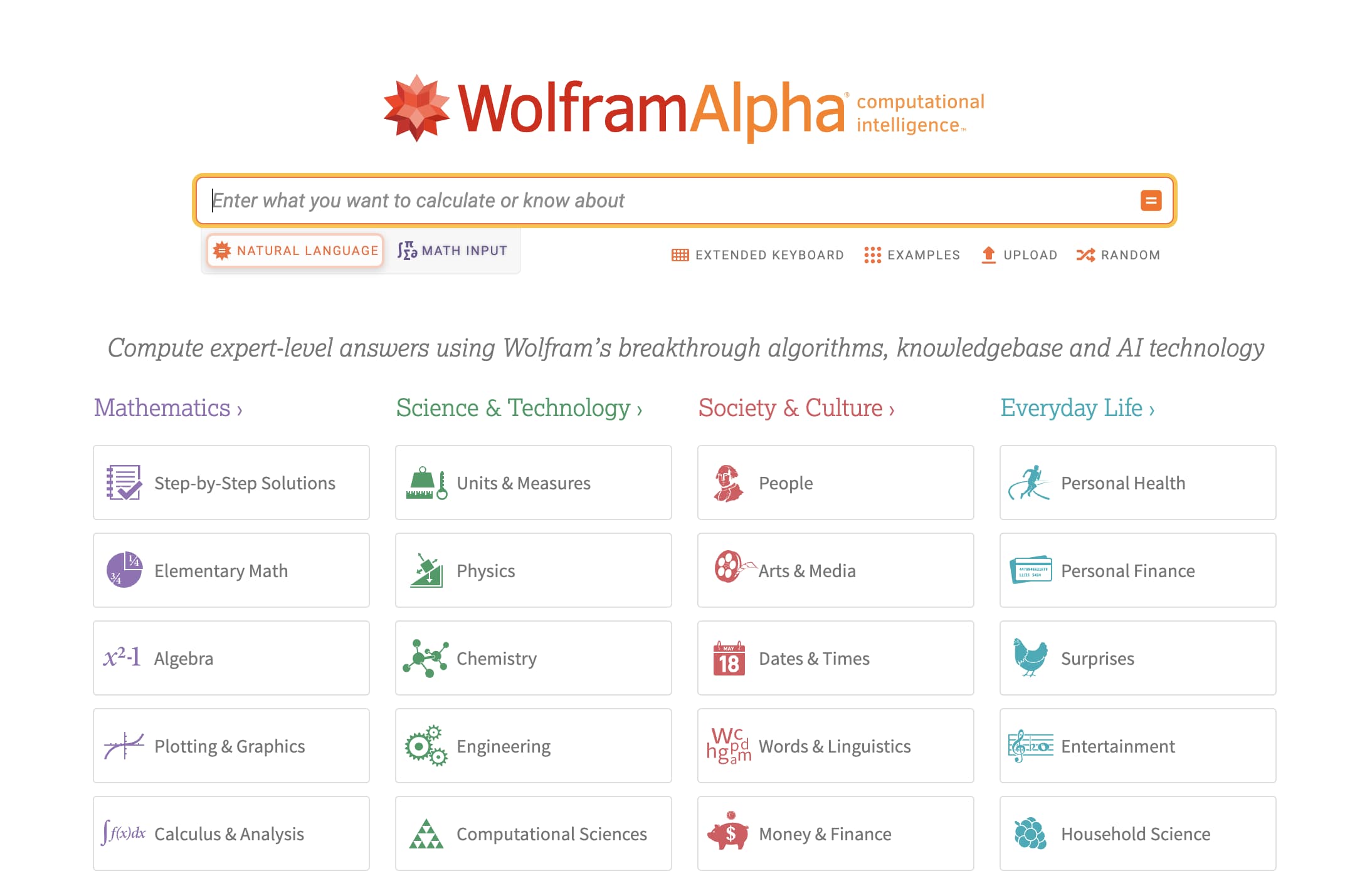 Ejemplo de buscadores de internet más utilizados en 2022: Wolfram/Alpha