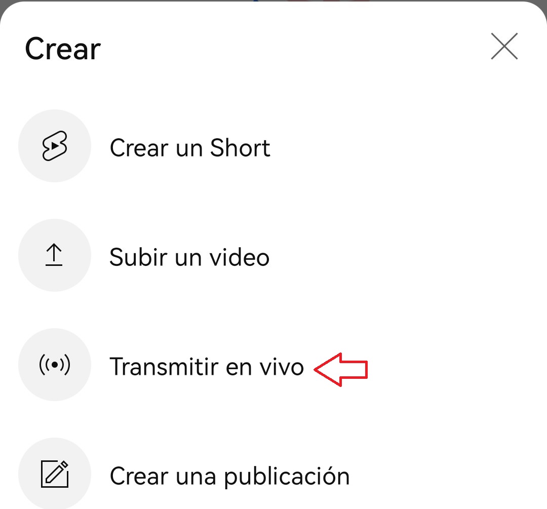 Cómo hacer stream de YouTube desde celular: seleccionar transmisión