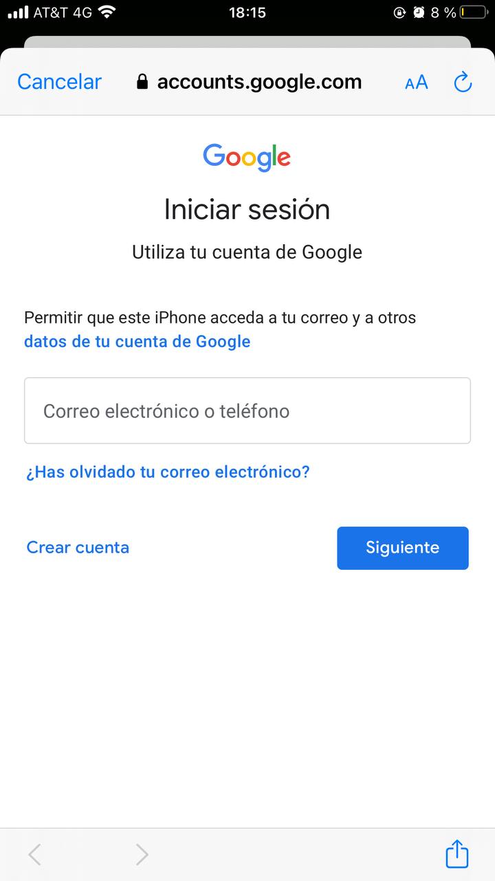 Iniciar sesión en Google para sincronizar contactos de iOS con Gmail