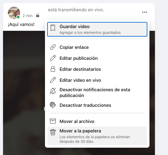 Cómo guardar, editar o eliminar un video de Facebook Live desde el perfil